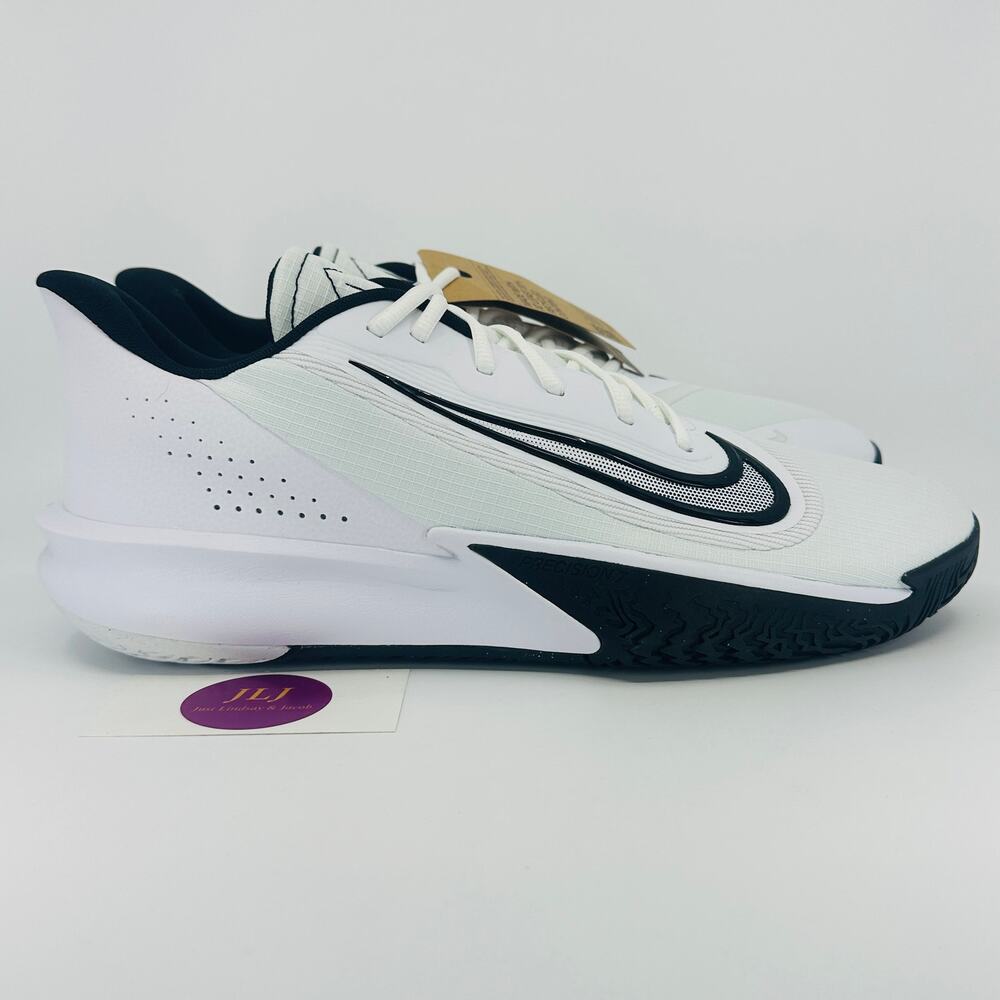 Nike Men's Precision 7 Basketball Shoes White/Black FN4322-101 Size 14